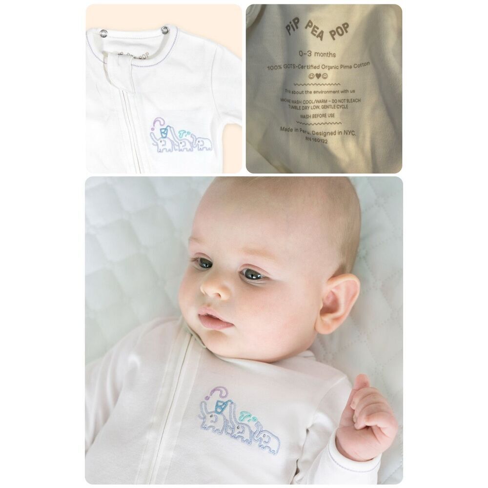 NWT PIP PEA POP The Babysuit w/ Detachable Bib - 100% Organic Cotton